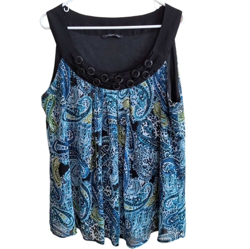 Zac & Rachel Woman Paisley Print Sleeveless Blouse Size 1X